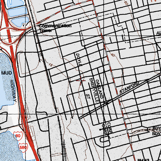 Topographic Map of Hawley Middle School, CA