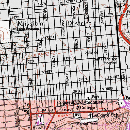 Topographic Map of Cesar Chavez Elementary School, CA