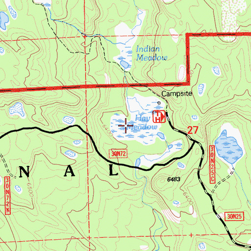 Topographic Map of Hay Meadow, CA