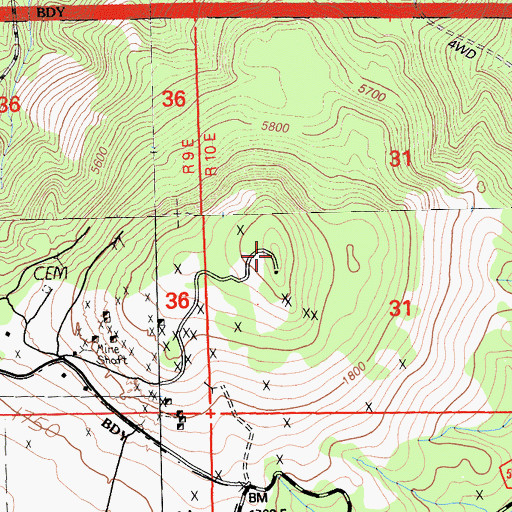 Topographic Map of Hayden Hill, CA