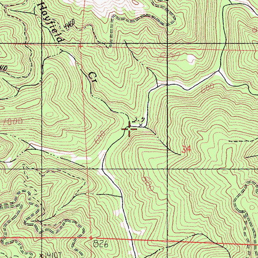 Topographic Map of Hayfield Creek, CA