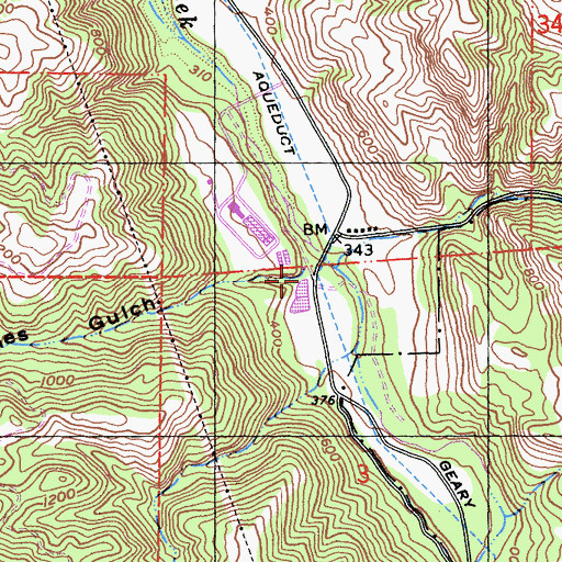 Topographic Map of Haynes Gulch, CA