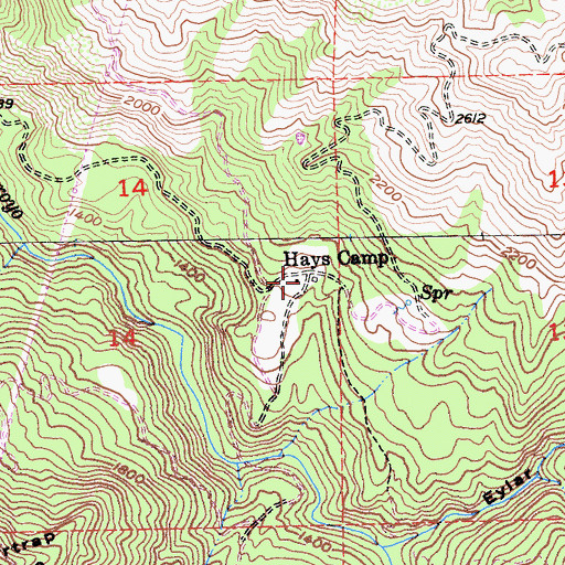 Topographic Map of Hays Camp, CA