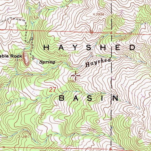 Topographic Map of Hayshed Basin, CA