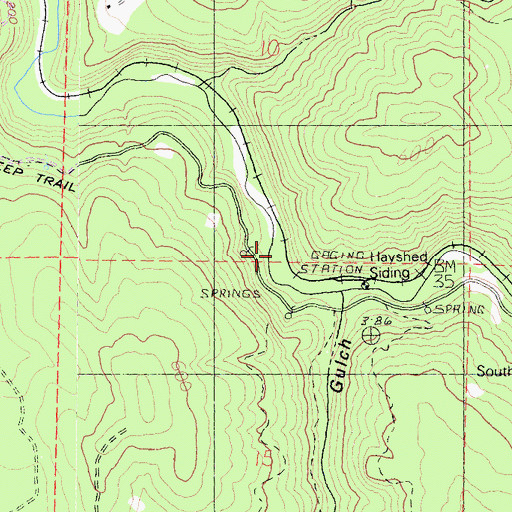 Topographic Map of Hayshed Siding, CA
