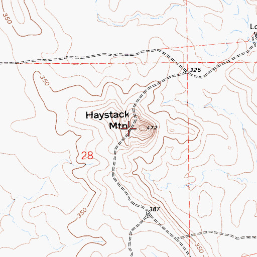 Topographic Map of Haystack Mountain, CA