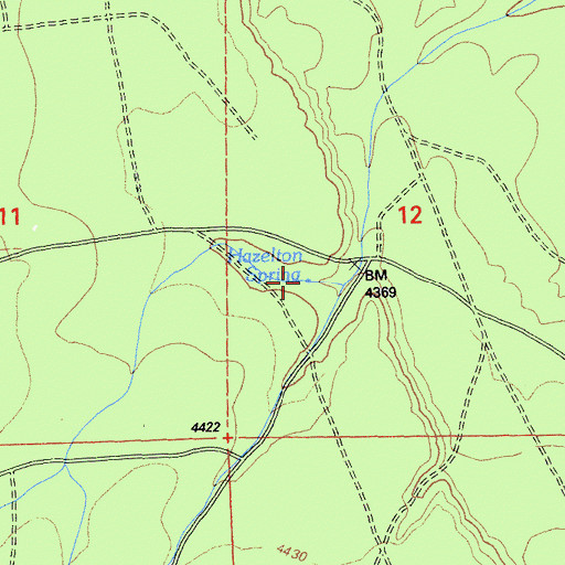 Topographic Map of Hazelton Spring, CA