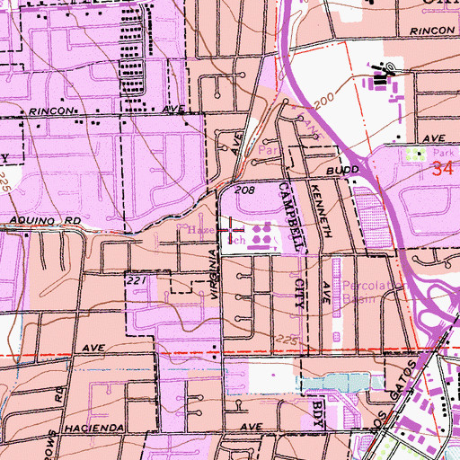 Topographic Map of Hazelwood Elementary School, CA