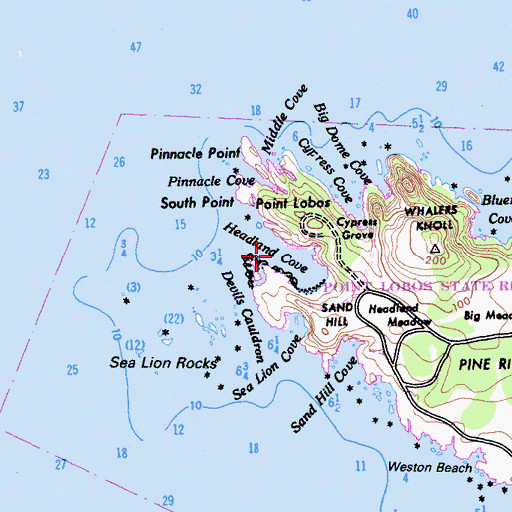 Topographic Map of Headland Cove, CA