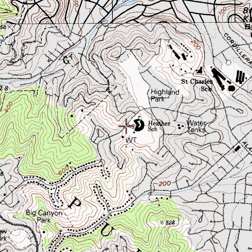 Topographic Map of Heather Elementary School, CA