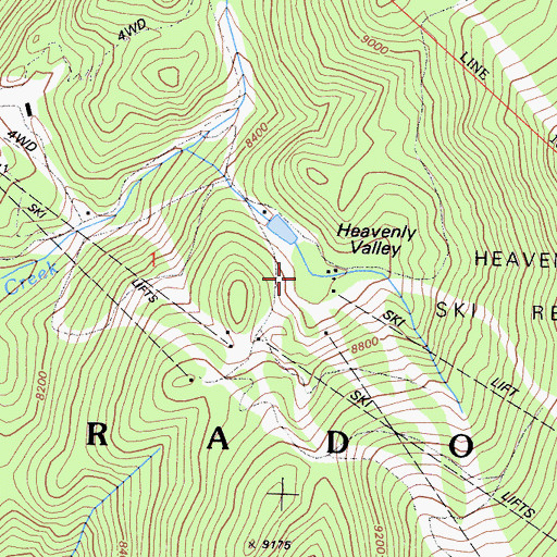 Topographic Map of Heavenly Valley, CA