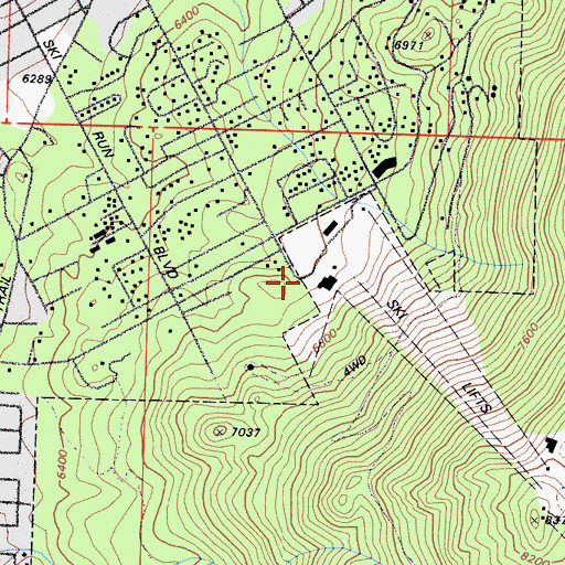 Topographic Map of Heavenly Valley Ski Lodge, CA