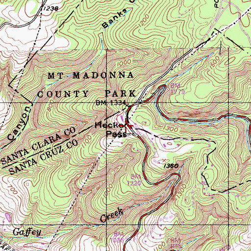 Topographic Map of Hecker Pass, CA