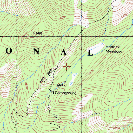 Topographic Map of Hedrick Meadow, CA
