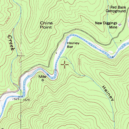 Topographic Map of Heiney Gulch, CA