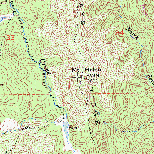 Topographic Map of Mount Helen, CA