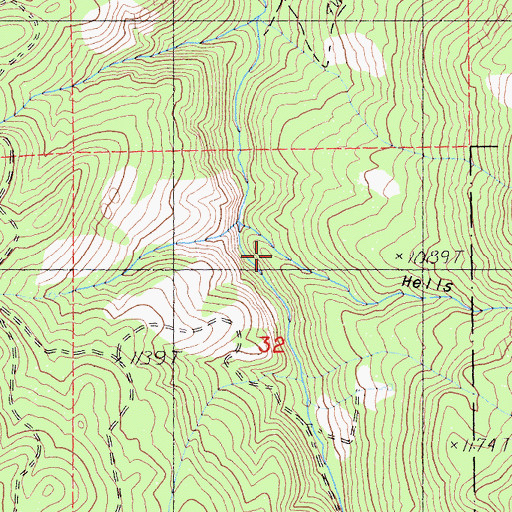 Topographic Map of Hells Canyon, CA