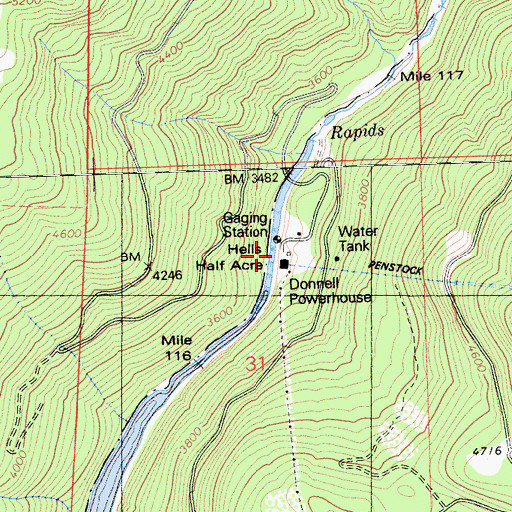 Topographic Map of Hells Half Acre, CA