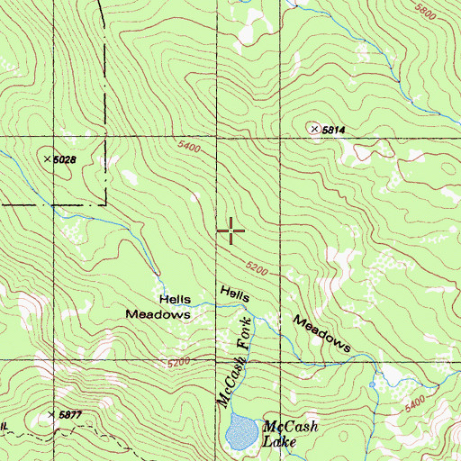 Topographic Map of Hells Meadows, CA