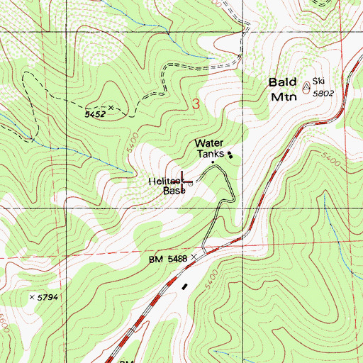 Topographic Map of Helltack Base, CA