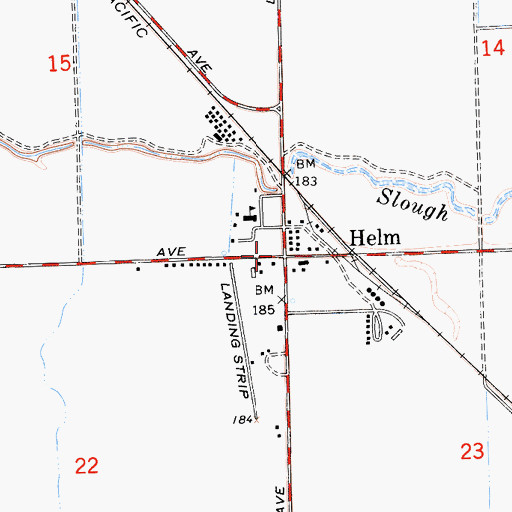 Topographic Map of Helm, CA