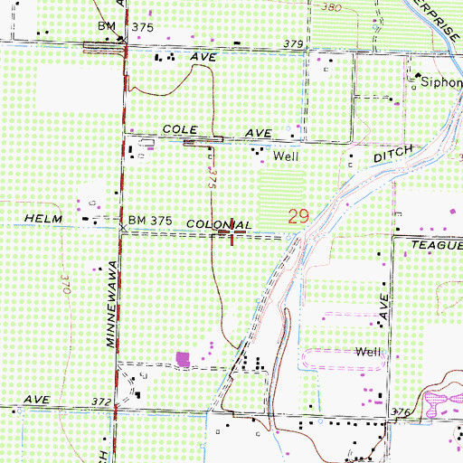 Topographic Map of Helm Colonial Ditch, CA