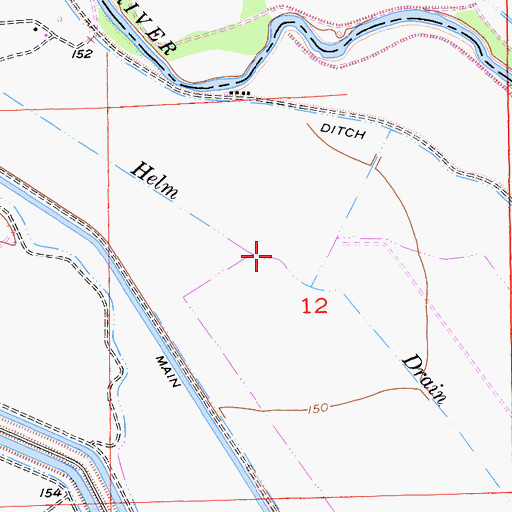 Topographic Map of Helm Drain, CA