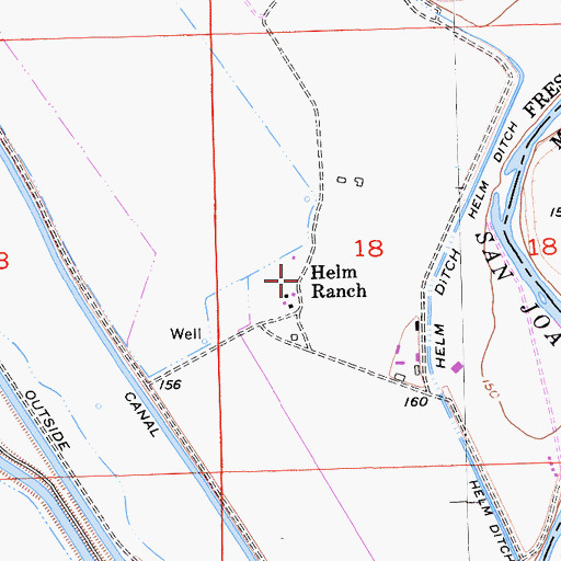 Topographic Map of Helm Ranch, CA