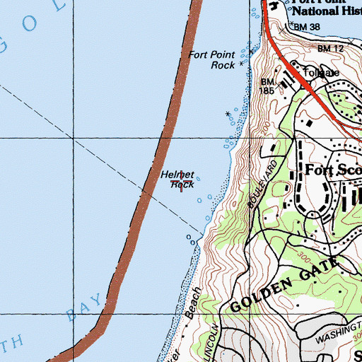 Topographic Map of Helmet Rock, CA