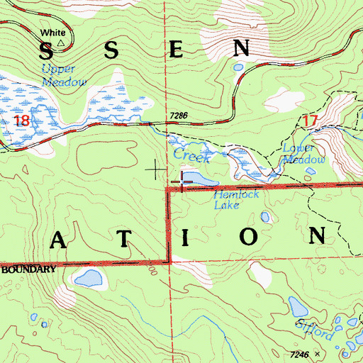 Topographic Map of Hemlock Lake, CA