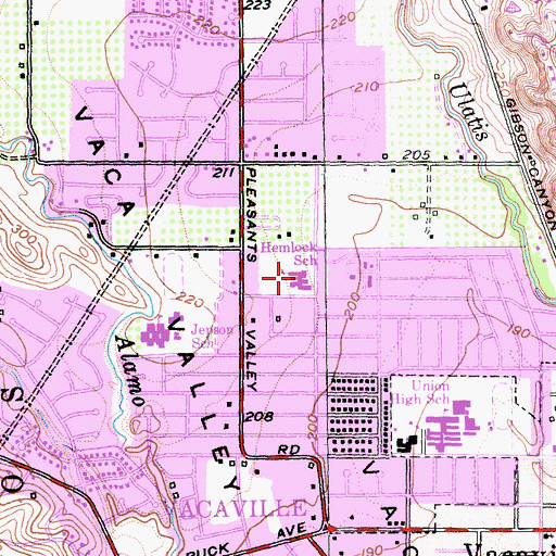Topographic Map of Hemlock Elementary School, CA