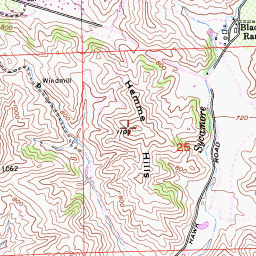 Topographic Map of Hemme Hills, CA
