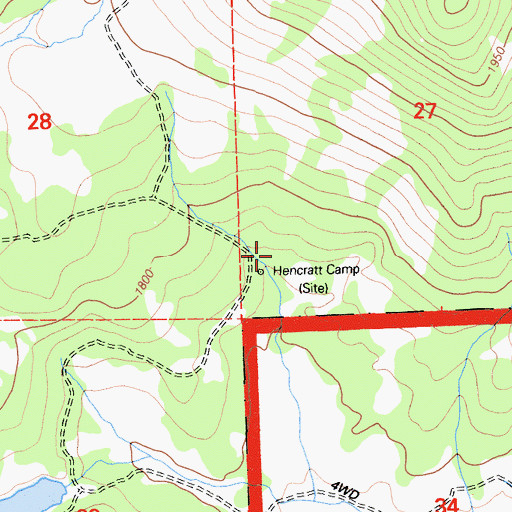 Topographic Map of Hencratt Camp, CA