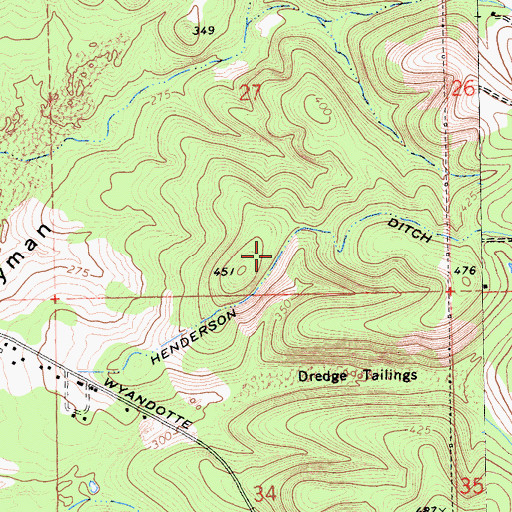 Topographic Map of Henderson Ditch, CA