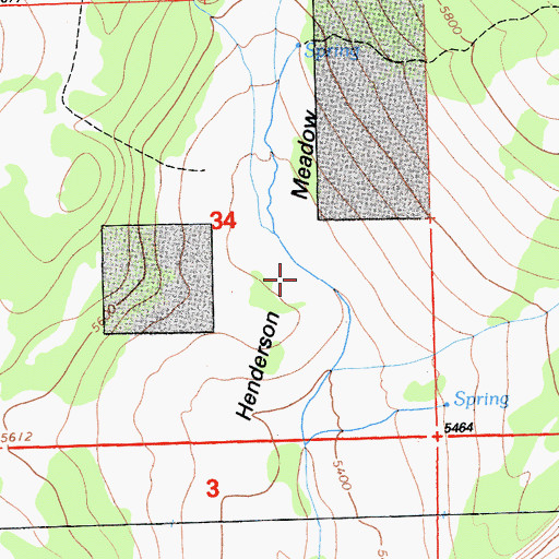 Topographic Map of Henderson Meadow, CA