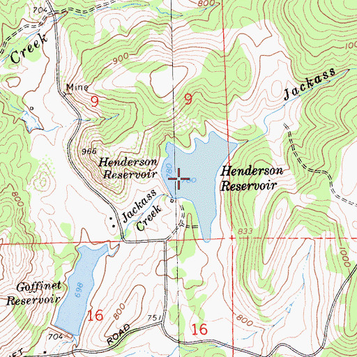 Topographic Map of Henderson Reservoir, CA