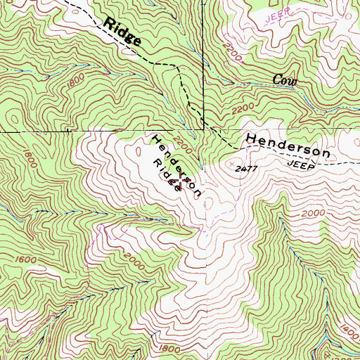 Topographic Map of Henderson Ridge, CA