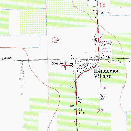 Topographic Map of Henderson Community Day School, CA