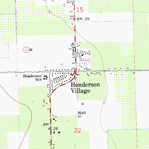 Topographic Map of Henderson Village, CA