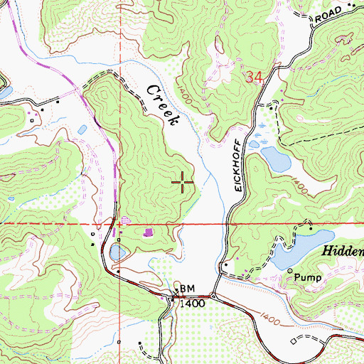 Topographic Map of Hendricks Creek, CA