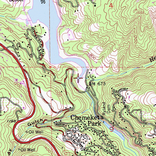 Topographic Map of Hendrys Creek, CA