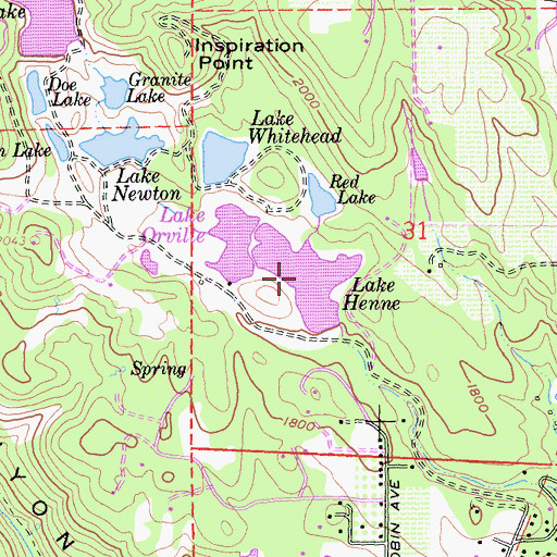 Topographic Map of Lake Henne, CA