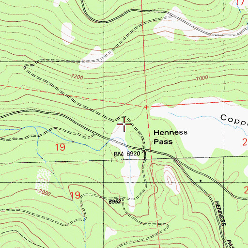 Topographic Map of Henness Pass, CA