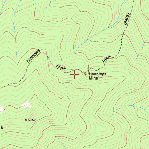 Topographic Map of Hennings Mine, CA