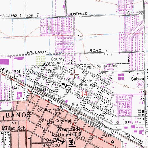 Topographic Map of Henry Miller Field, CA