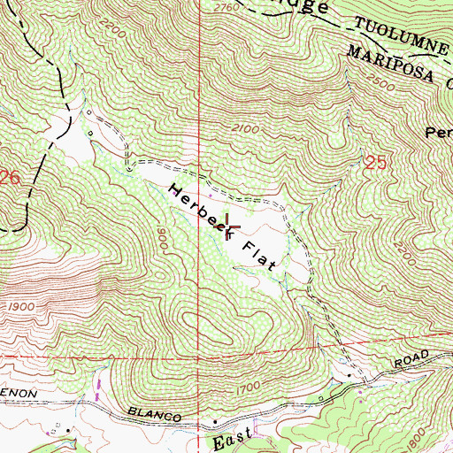 Topographic Map of Herbeck Flat, CA