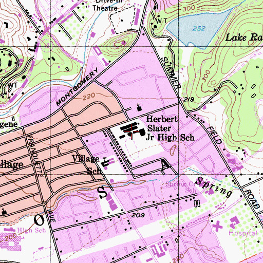 Topographic Map of Herbert Slater Middle School, CA