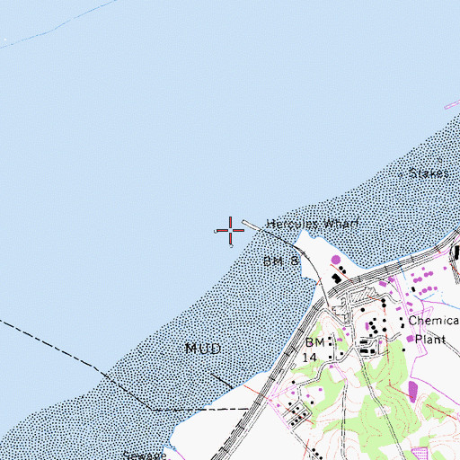 Topographic Map of Hercules Wharf, CA