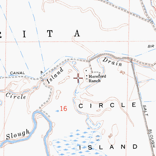 Topographic Map of Hereford Ranch, CA