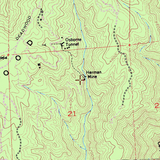 Topographic Map of Herman Mine, CA